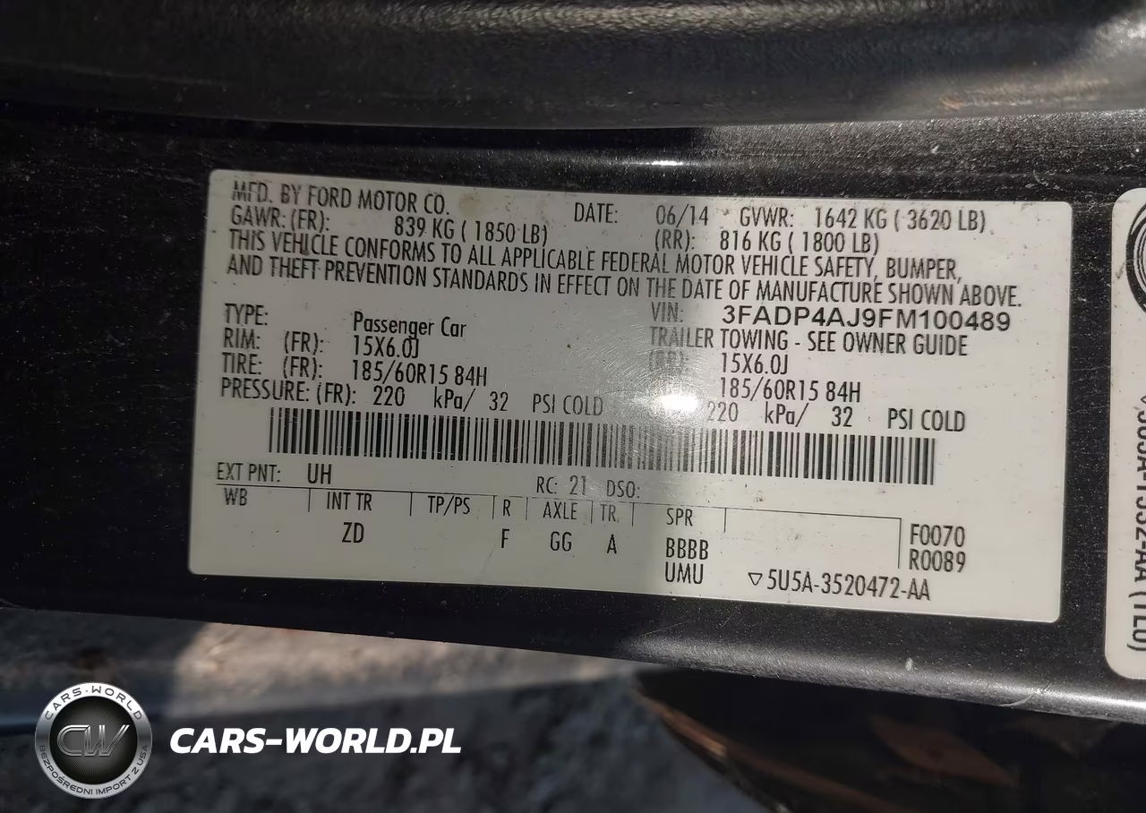 2015 Ford Fiesta S VIN:3FADP4AJ9FM100489 - 9