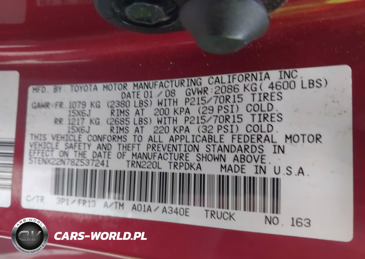 2008 Toyota Tacoma VIN:5TENX22N78Z537241 - 9