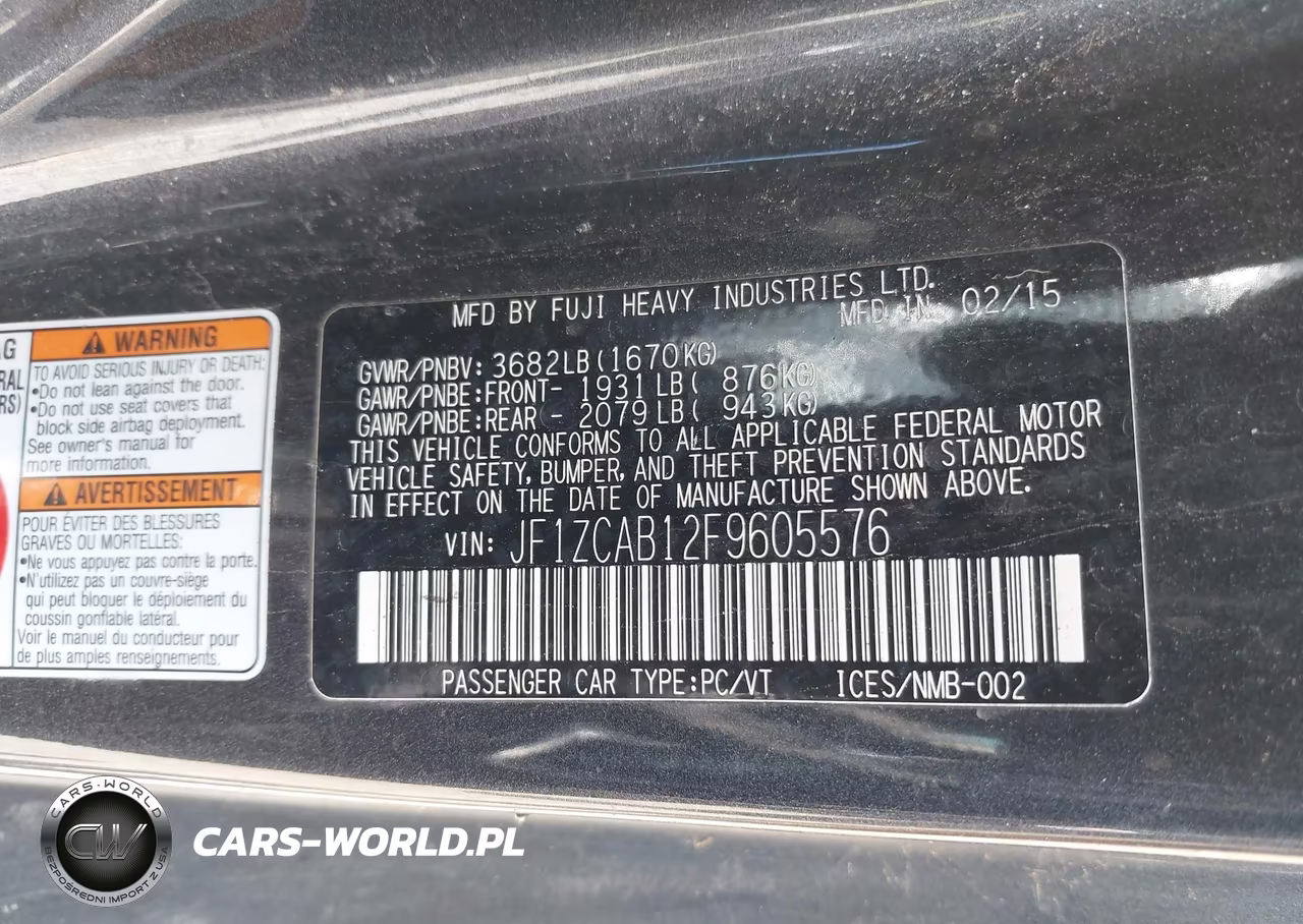 2015 Subaru Brz Premium VIN:JF1ZCAB12F9605576 - 9
