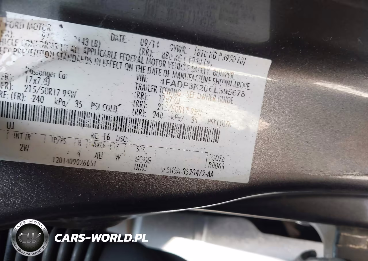 2014 Ford Focus Se VIN:1FADP3K20EL395676 - 9