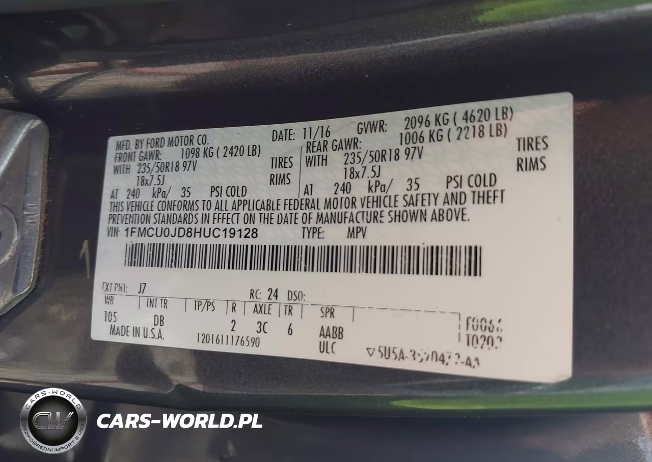 2017 Ford Escape Titanium VIN:1FMCU0JD8HUC19128 - 9