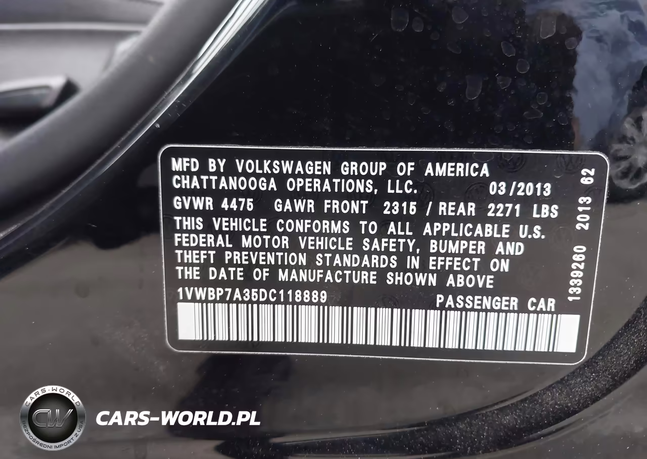 2013 Volkswagen Passat 2.5L Se VIN:1VWBP7A35DC118889 - 9
