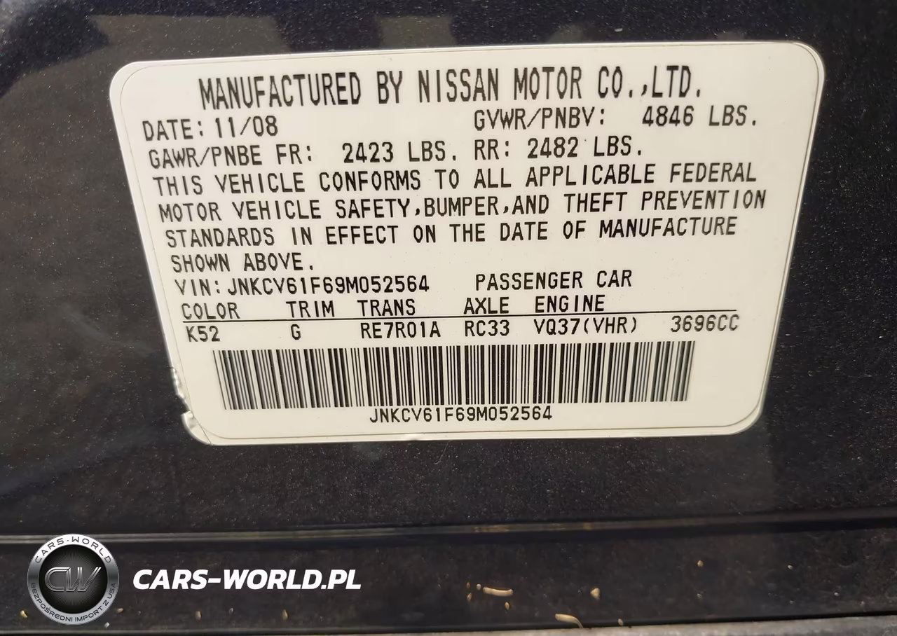 2009 Infiniti G37X VIN:JNKCV61F69M052564 - 9
