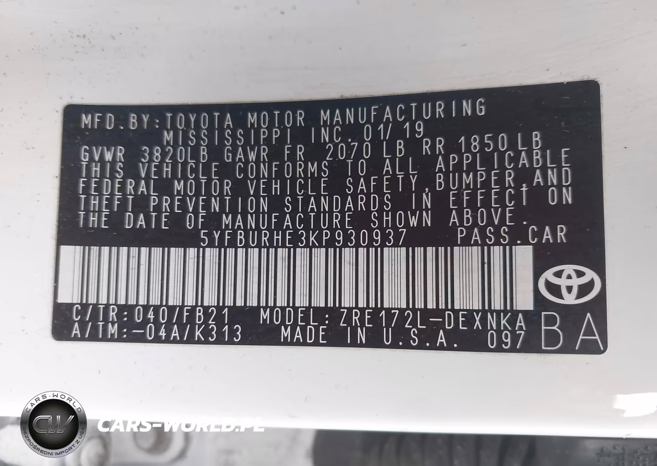 2019 Toyota Corolla Le VIN:5YFBURHE3KP930937 - 9