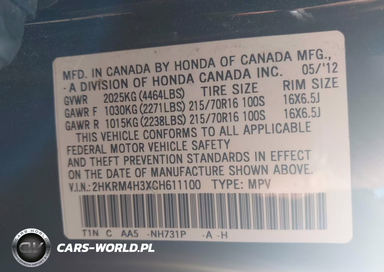 2012 Honda Cr-V Lx VIN:2HKRM4H3XCH611100 - 9