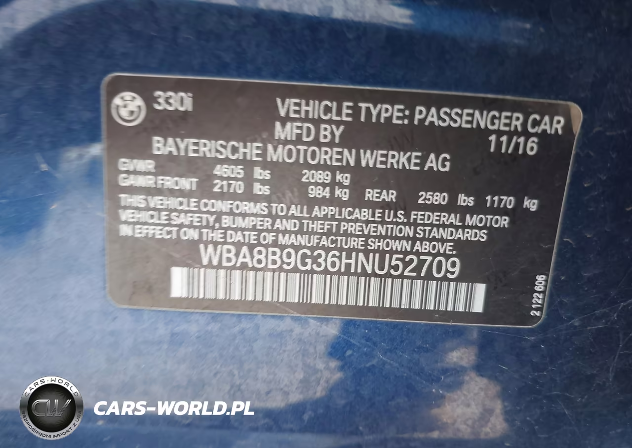 2017 BMW 3 Series 330I VIN:WBA8B9G36HNU52709 - 9
