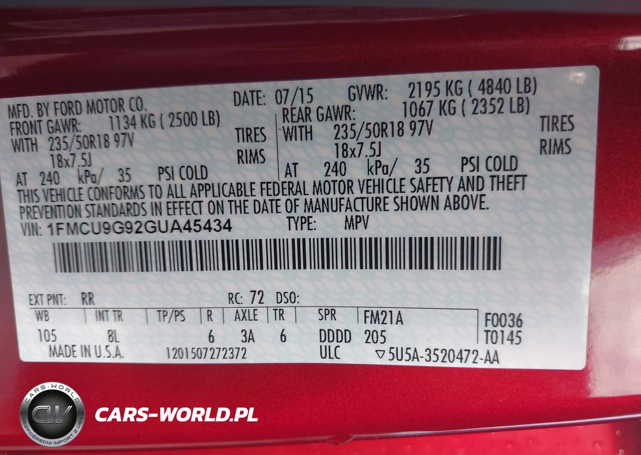 2016 Ford Escape Se VIN:1FMCU9G92GUA45434 - 9