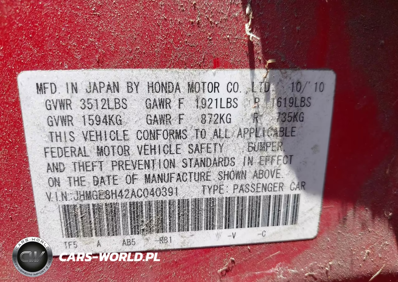 2010 Honda Fit Sport VIN:JHMGE8H42AC040391 - 9