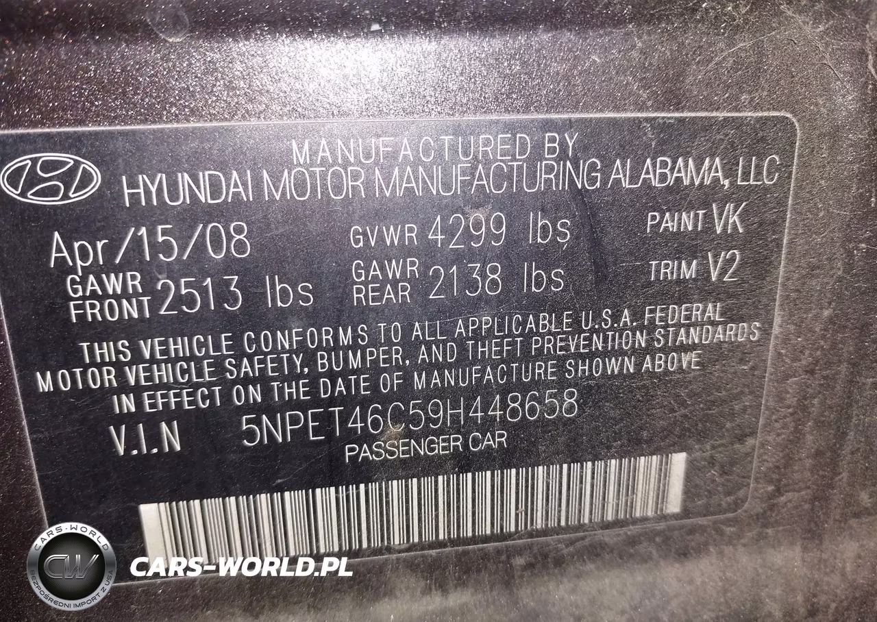2009 Hyundai Sonata Gls VIN:5NPET46C59H448658 - 9