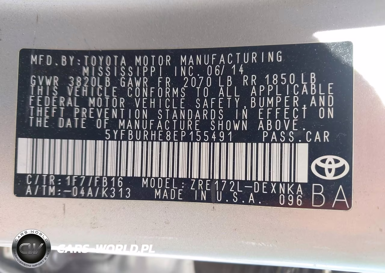 2014 Toyota Corolla Le Plus VIN:5YFBURHE8EP155491 - 9