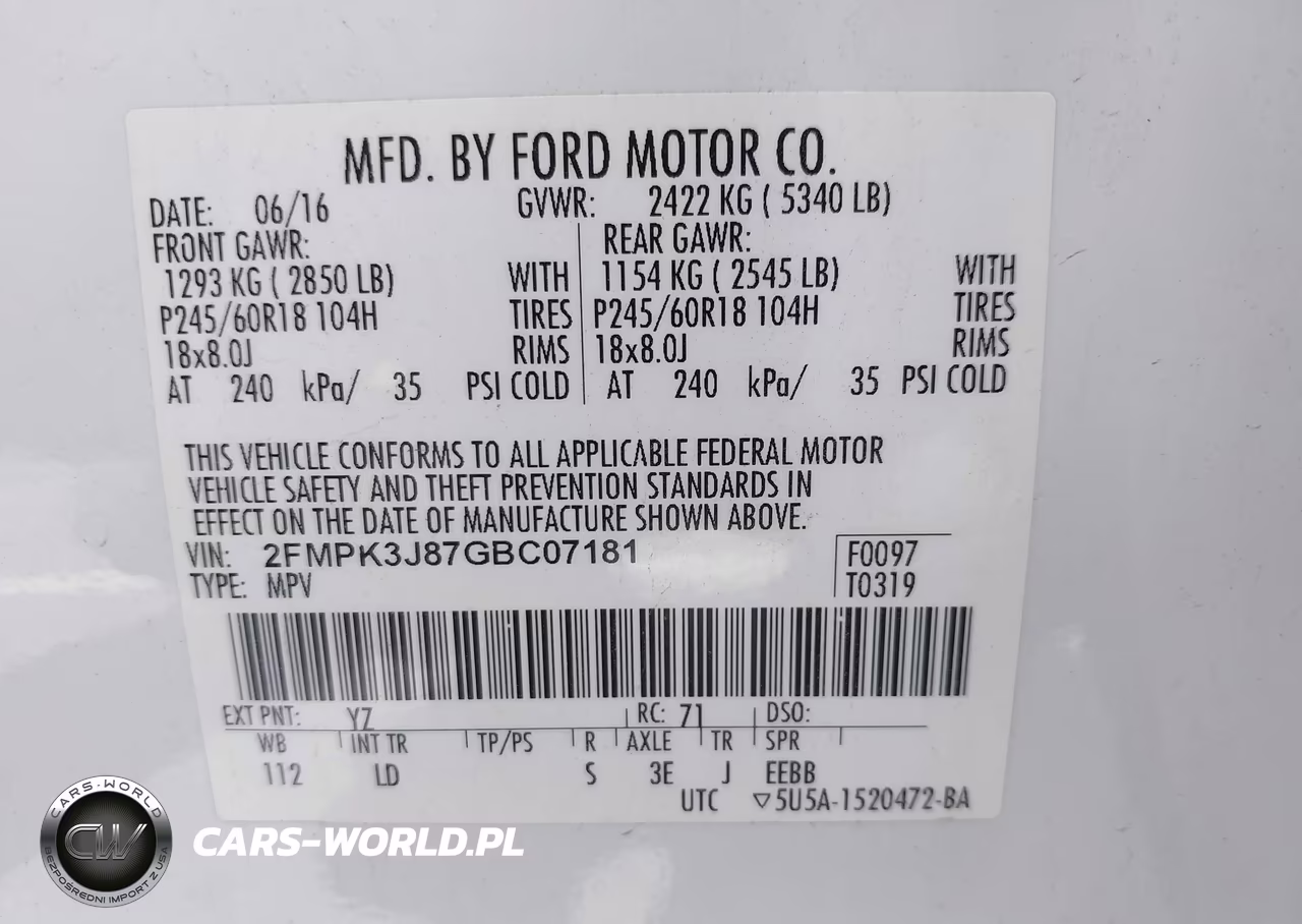 2016 Ford Edge Sel VIN:2FMPK3J87GBC07181 - 9