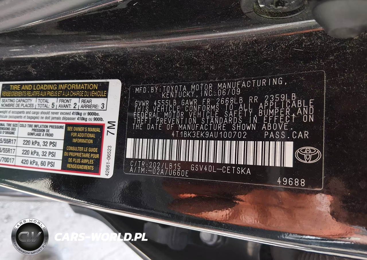 2010 Toyota Camry Se V6 VIN:4T1BK3EK9AU100702 - 9