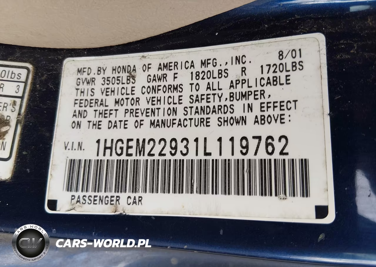 2001 Honda Civic Ex VIN:1HGEM22931L119762 - 9