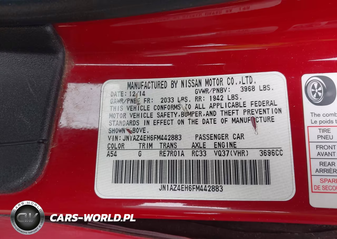 NISSAN 370Z VIN:JN1AZ4EH6FM442883 - 9