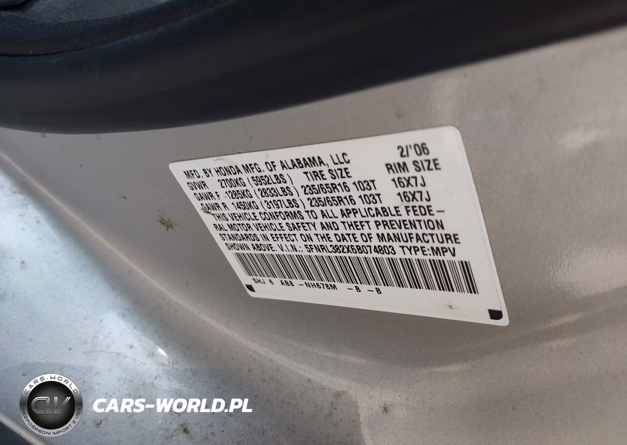2006 Honda Odyssey Lx VIN:5FNRL382X6B074803 - 9