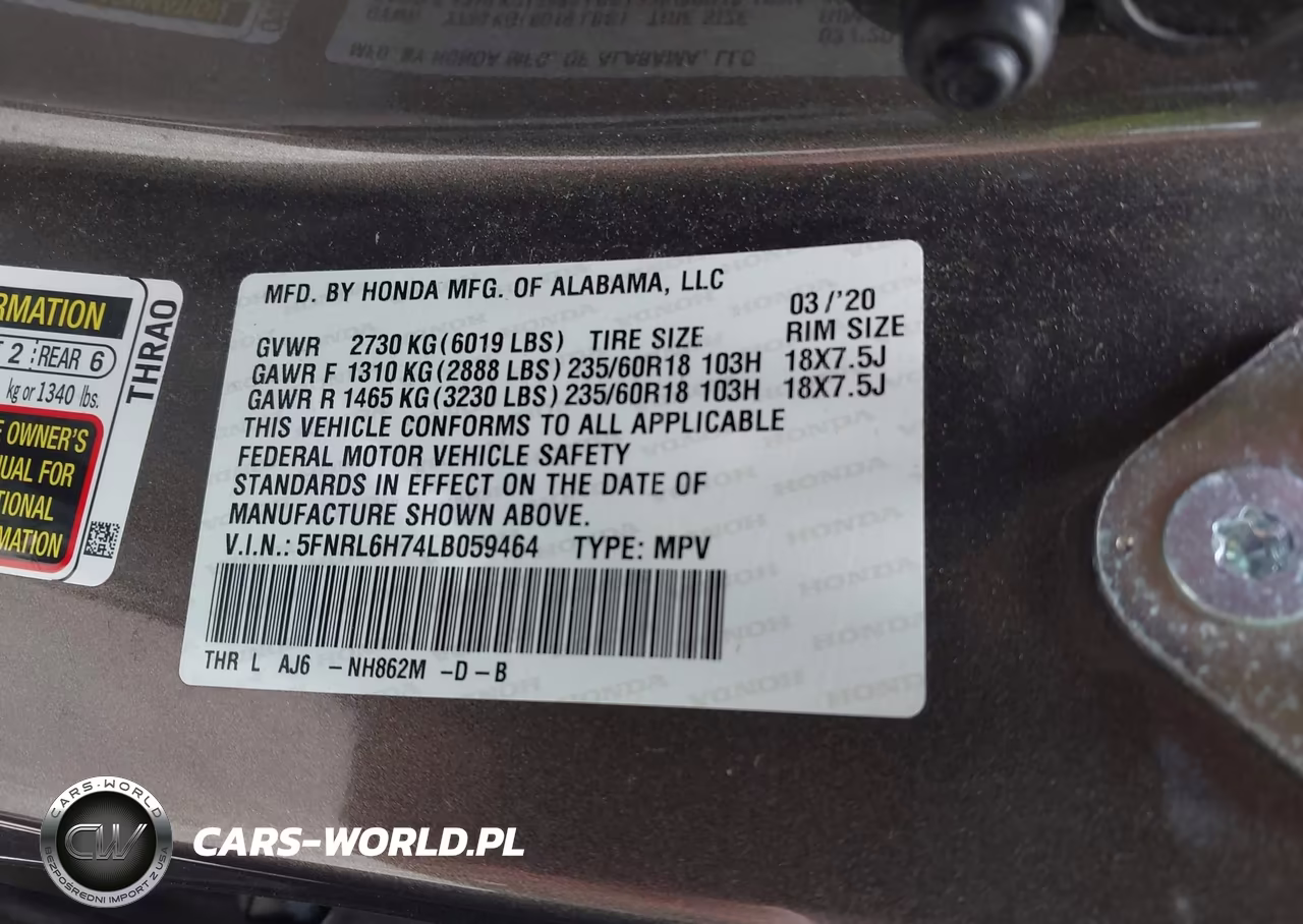 2020 Honda Odyssey Ex-L-Ex-L W-Navi Res VIN:5FNRL6H74LB059464 - 9