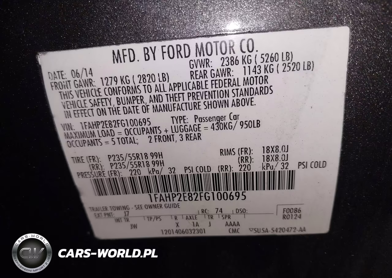 2015 Ford Taurus Sel VIN:1FAHP2E82FG100695 - 9