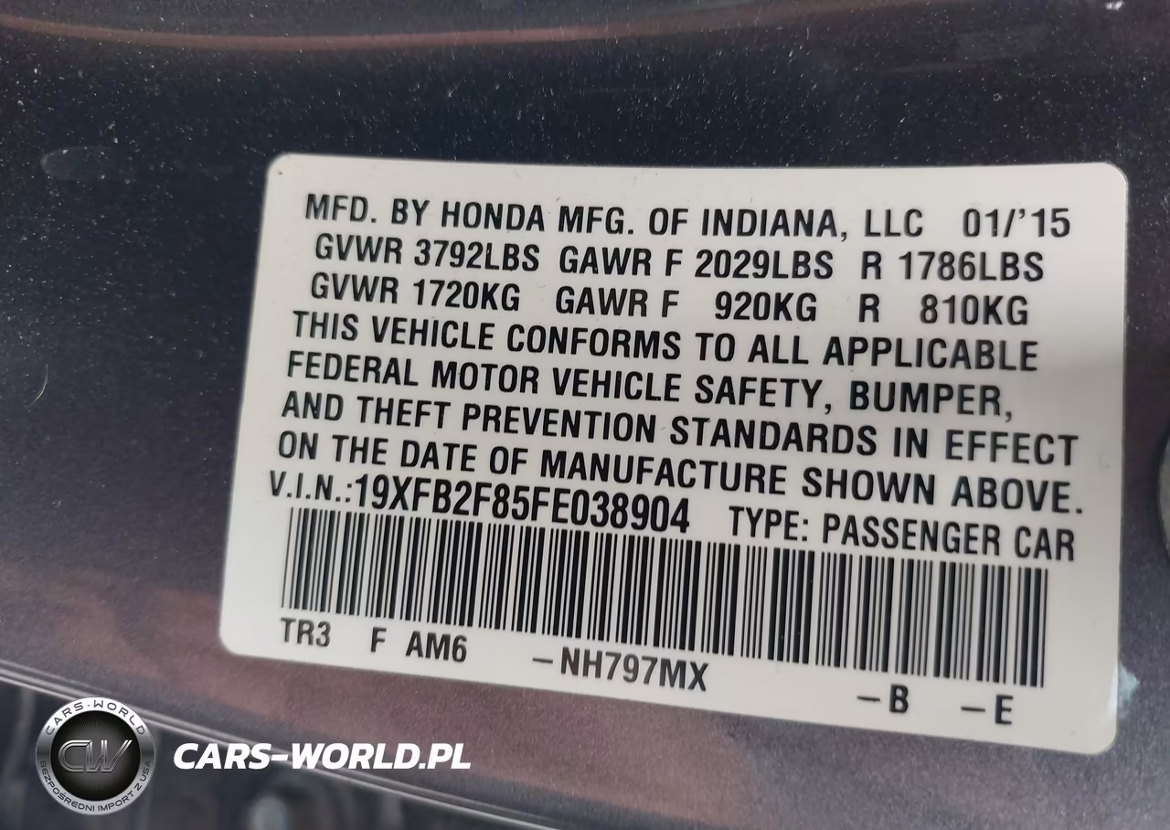 2015 Honda Civic Ex VIN:19XFB2F85FE038904 - 9