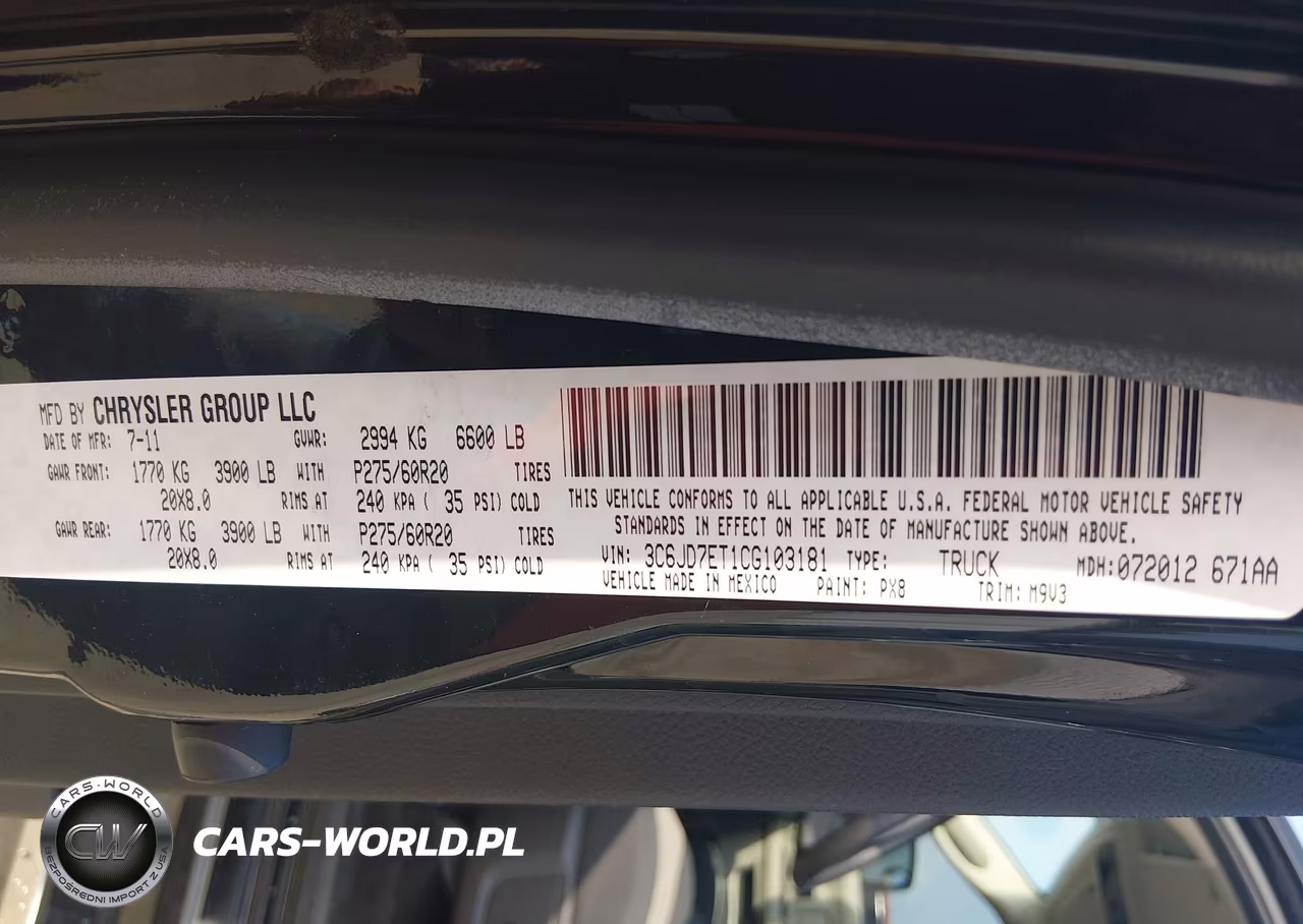 2012 Ram 1500 Outdoorsman VIN:3C6JD7ET1CG103181 - 9