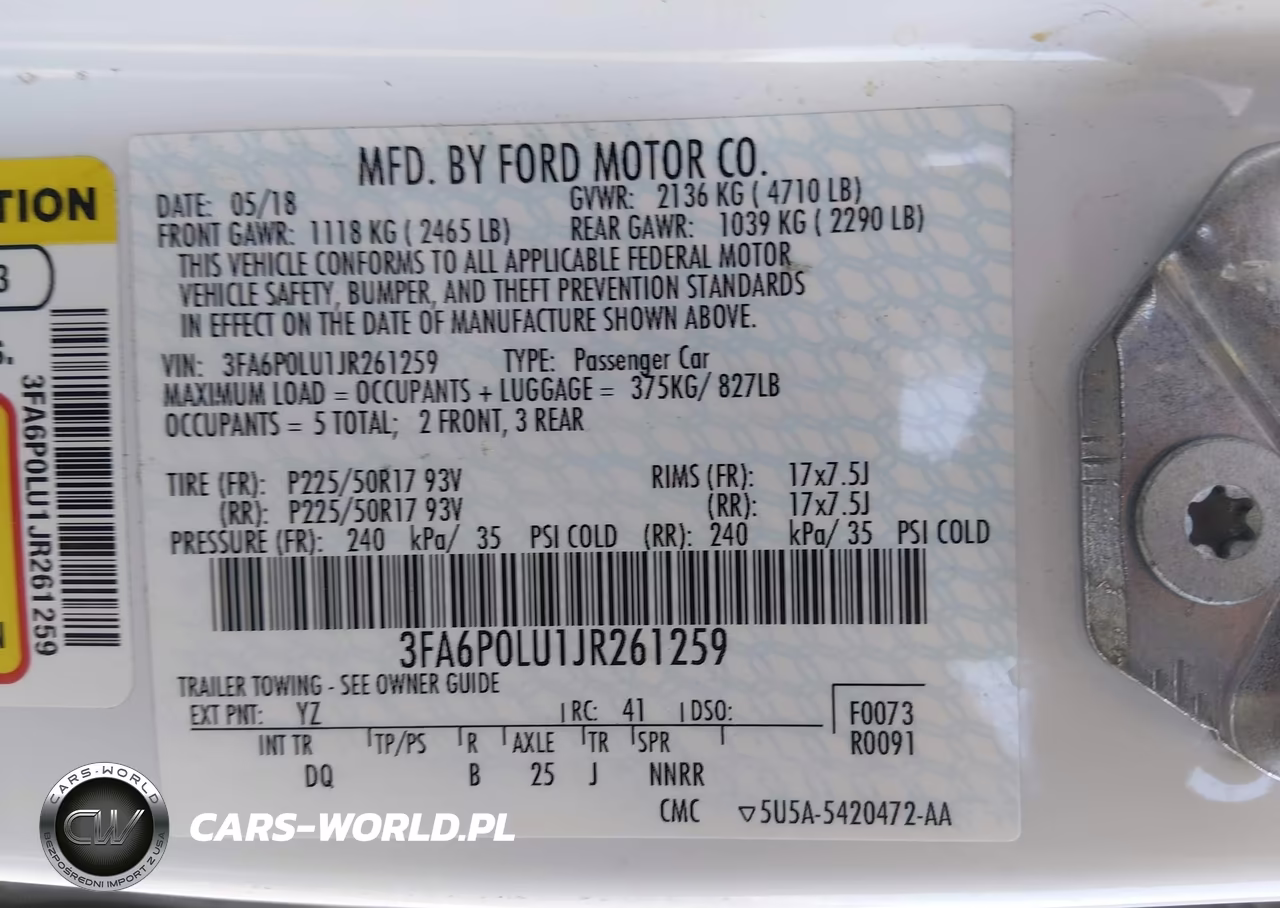 2018 Ford Fusion Hybrid Se VIN:3FA6P0LU1JR261259 - 9