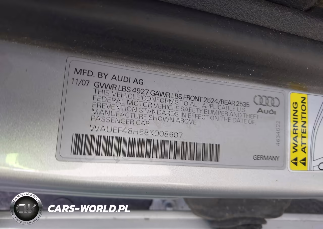 2008 Audi A4 2.0T VIN:WAUEF48H68K008607 - 9