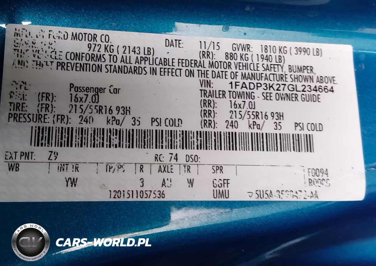 2016 Ford Focus Se VIN:1FADP3K27GL234664 - 9
