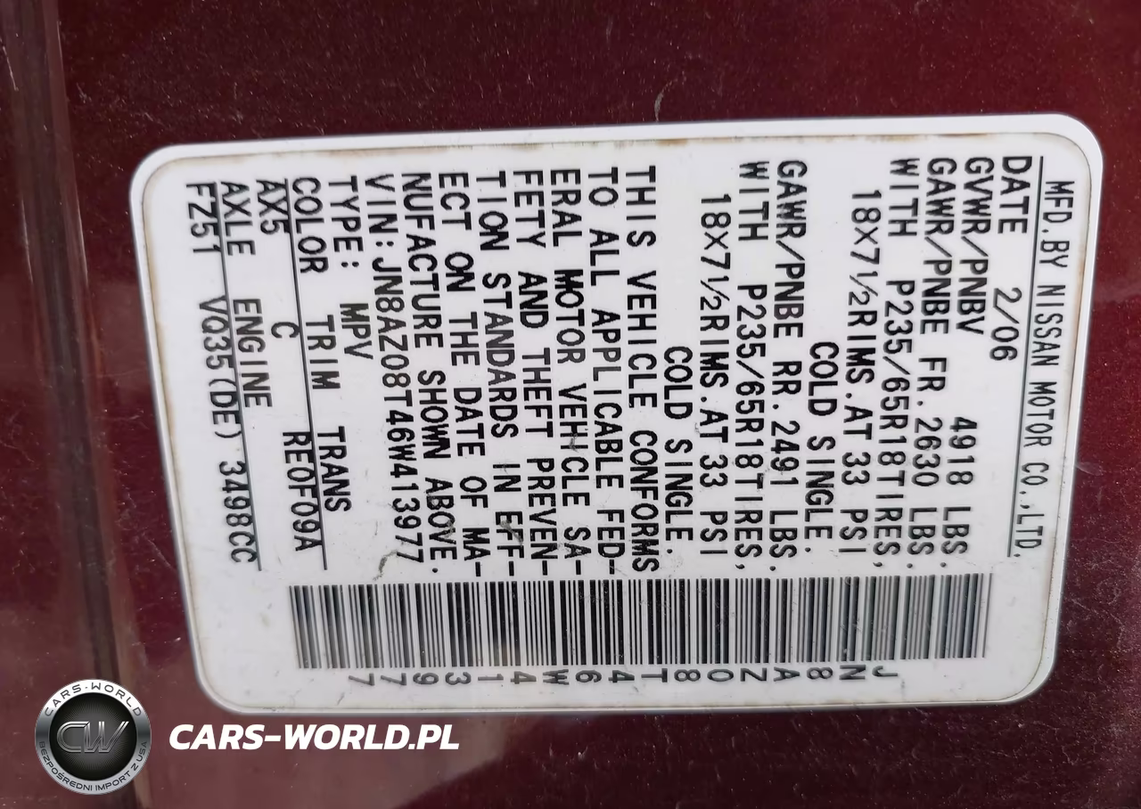 2006 Nissan Murano Sl VIN:JN8AZ08T46W413977 - 9