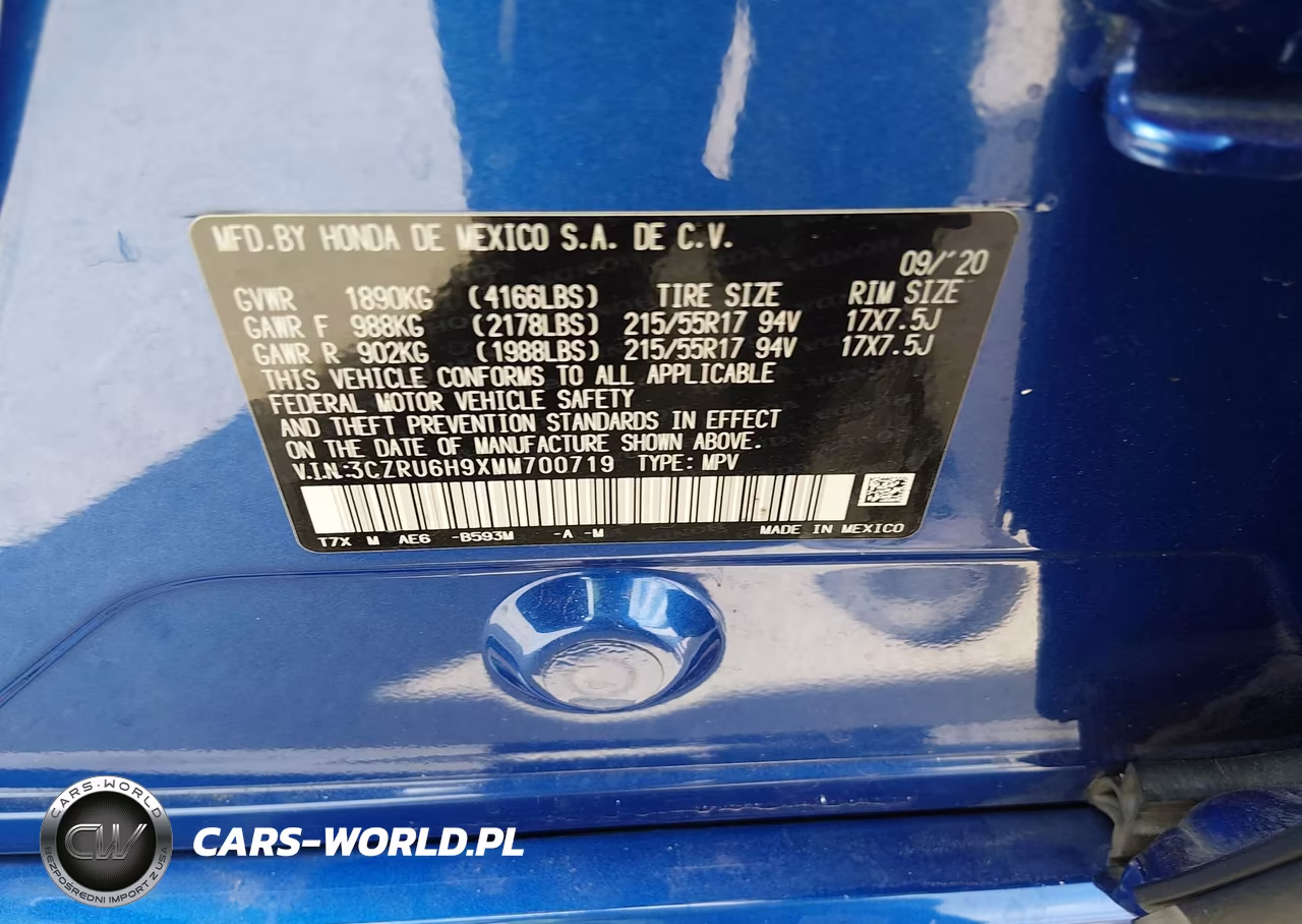 2021 Honda Hr-V Awd Touring VIN:3CZRU6H9XMM700719 - 9
