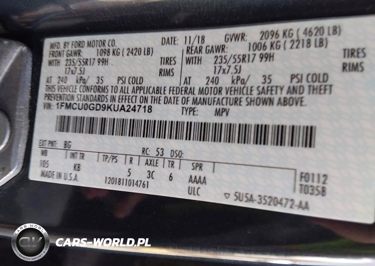 2019 Ford Escape Se VIN:1FMCU0GD9KUA24718 - 9