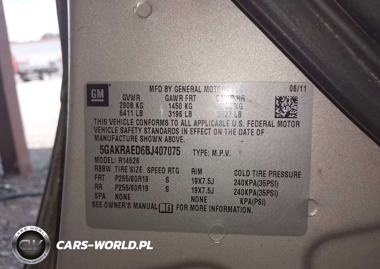 2011 Buick Enclave Cx VIN:5GAKRAED6BJ407075 - 9