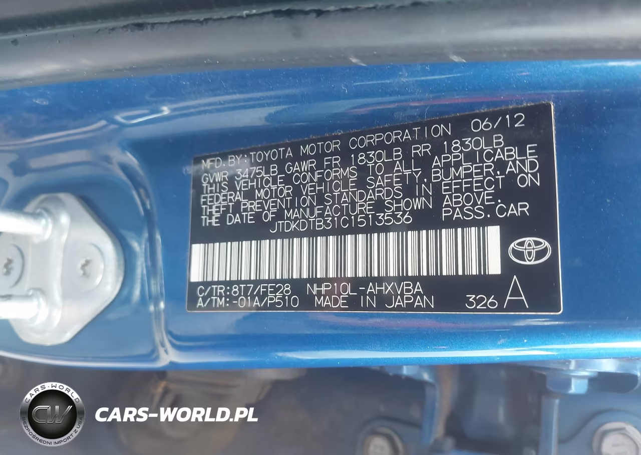 2012 Toyota Prius C One VIN:JTDKDTB31C1513536 - 9