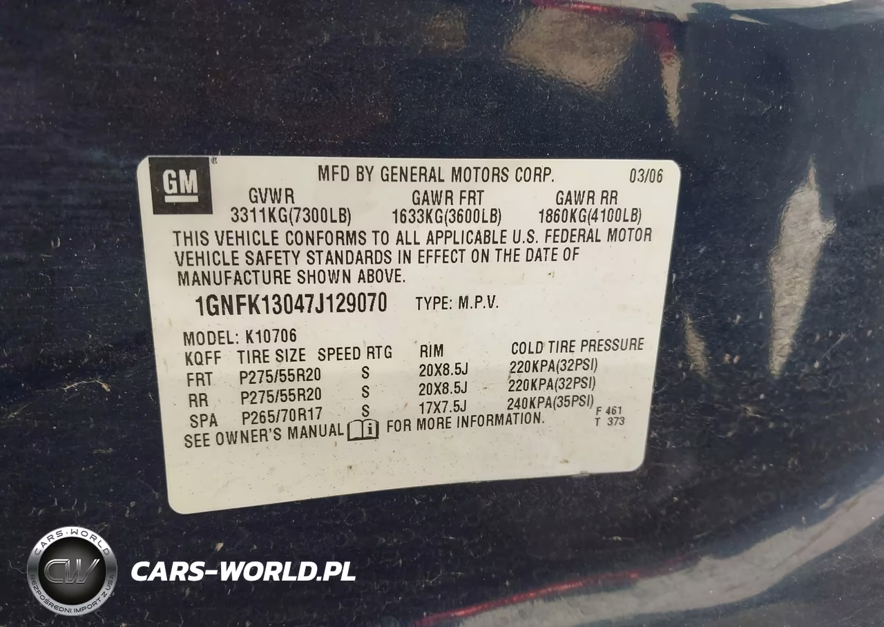 2007 Chevrolet Tahoe Ltz VIN:1GNFK13047J129070 - 9