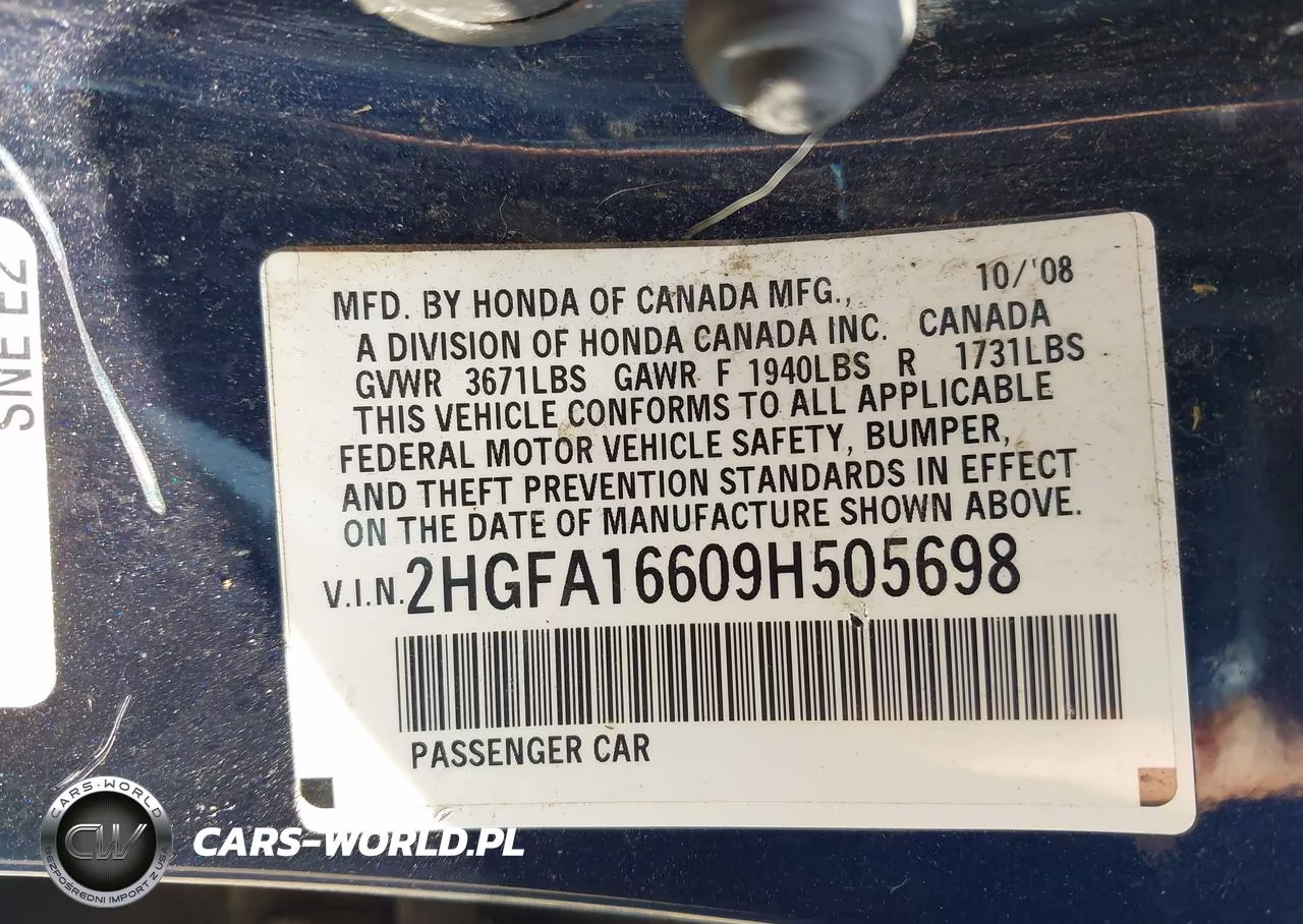 2009 Honda Civic Lx-S VIN:2HGFA16609H505698 - 9