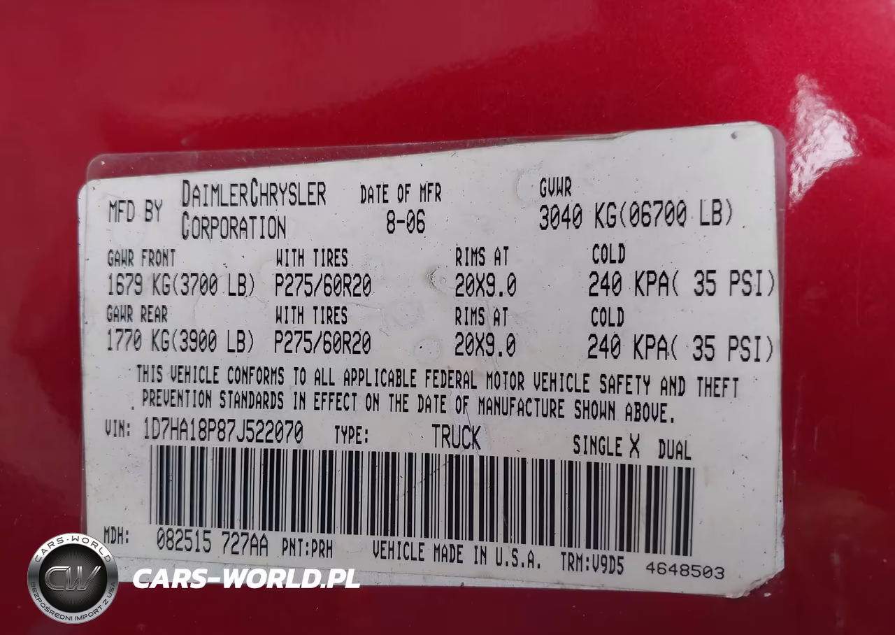 2007 Dodge Ram 1500 Slt VIN:1D7HA18P87J522070 - 9