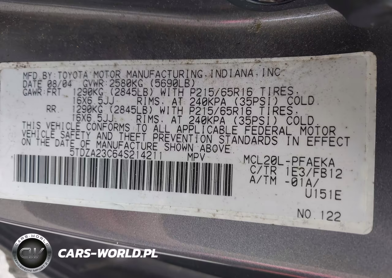 2004 Toyota Sienna Le VIN:5TDZA23C64S214211 - 9