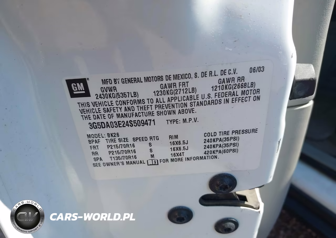 2004 Buick Rendezvous Cx VIN:3G5DA03E24S509471 - 9