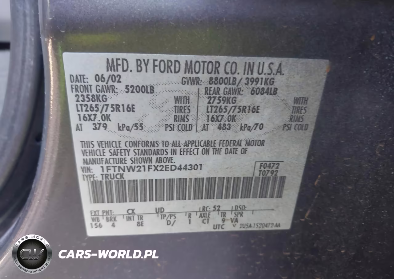 2002 Ford F-250 Lariat-Xl-Xlt VIN:1FTNW21FX2ED44301 - 9