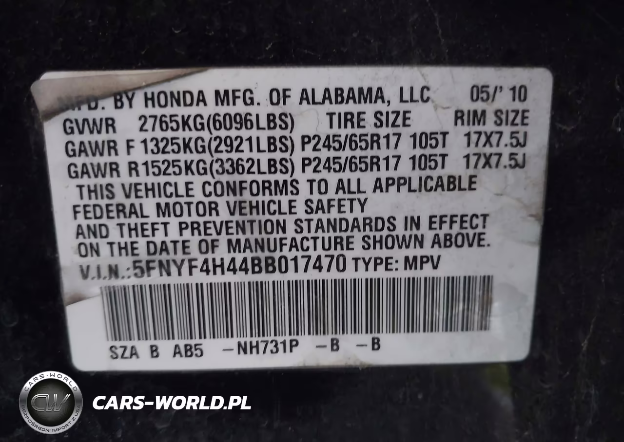 2011 Honda Pilot Ex VIN:5FNYF4H44BB017470 - 9