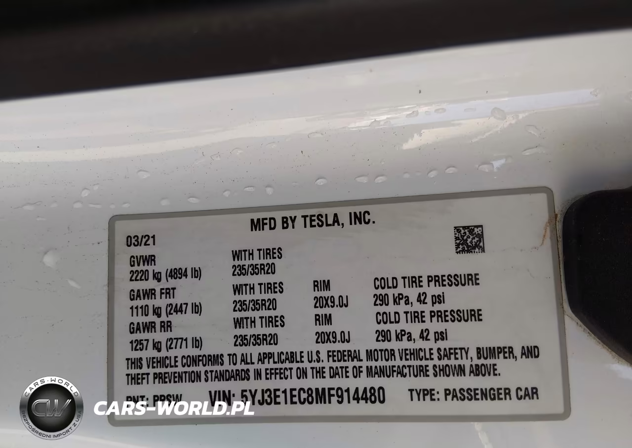 2021 Tesla Model 3 Performance Dual Motor All-Wheel Drive VIN:5YJ3E1EC8MF914480 - 9