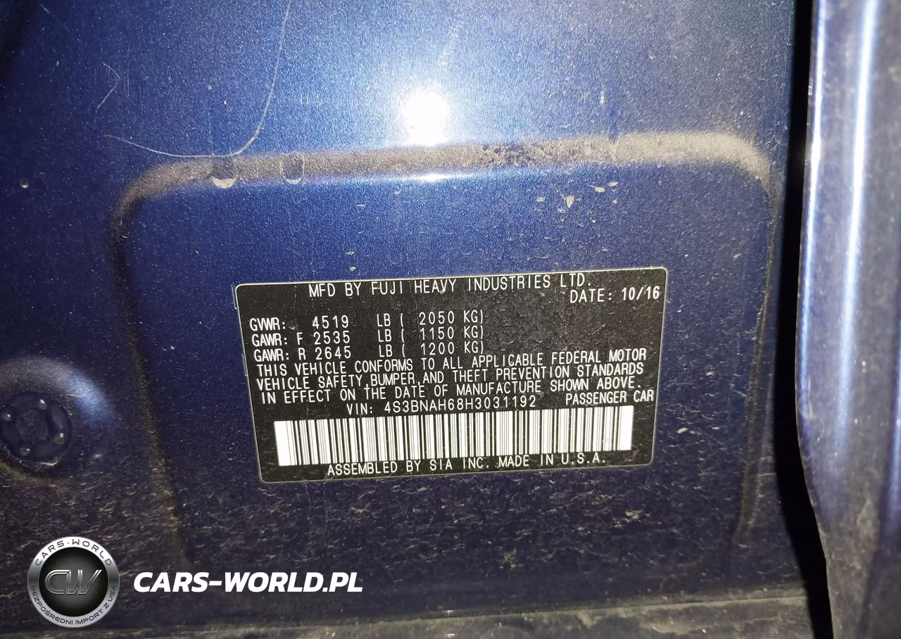 2017 Subaru Legacy 2.5I Premium VIN:4S3BNAH68H3031192 - 9