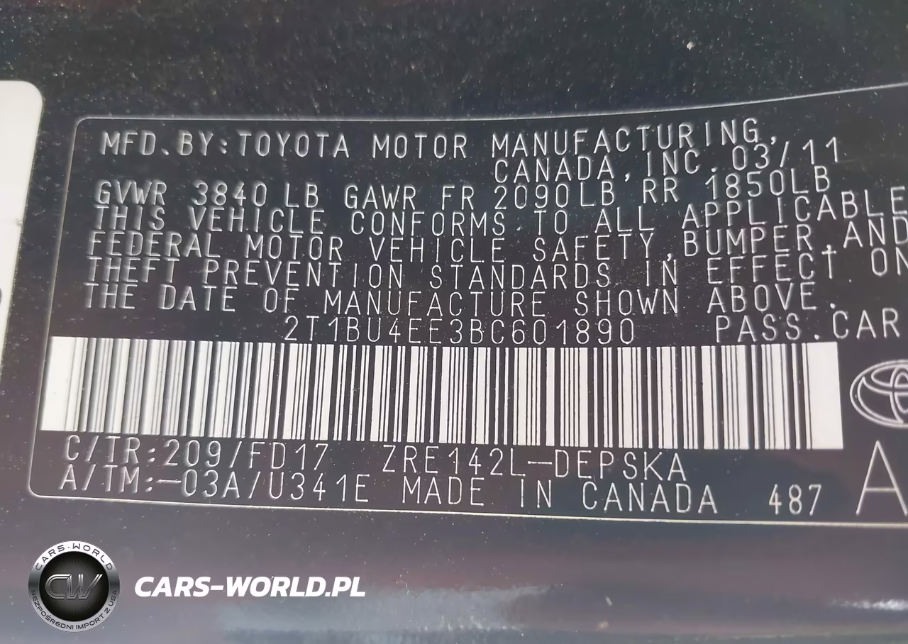 2011 Toyota Corolla S VIN:2T1BU4EE3BC601890 - 9
