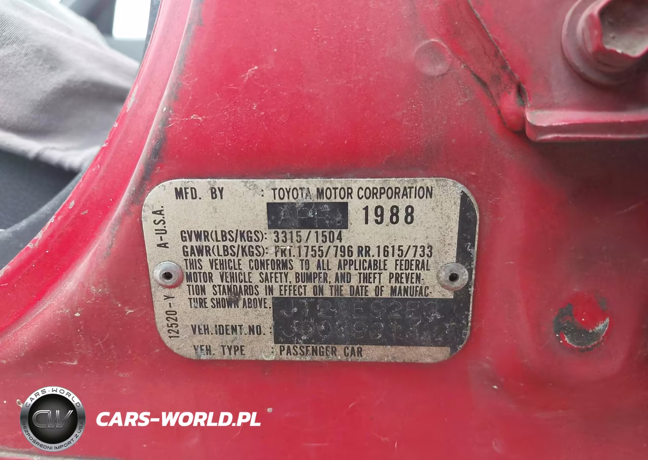 1988 Toyota Corolla Dlx VIN:JT2AE92E3J0069214 - 9
