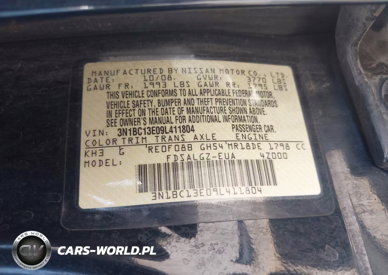 2009 Nissan Versa 1.8Sl VIN:3N1BC13E09L411804 - 9
