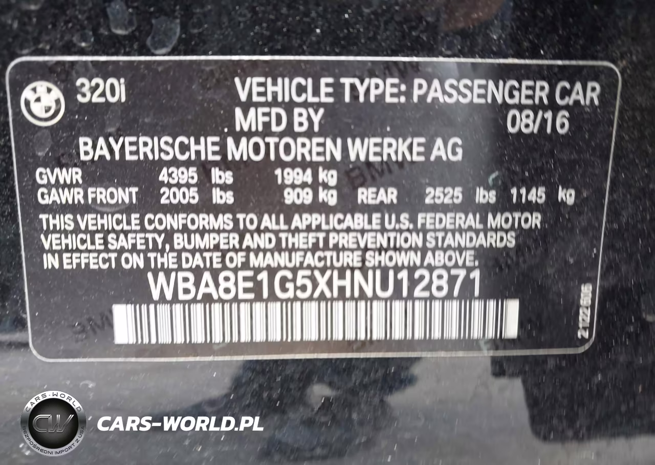 2017 BMW 320I VIN:WBA8E1G5XHNU12871 - 9