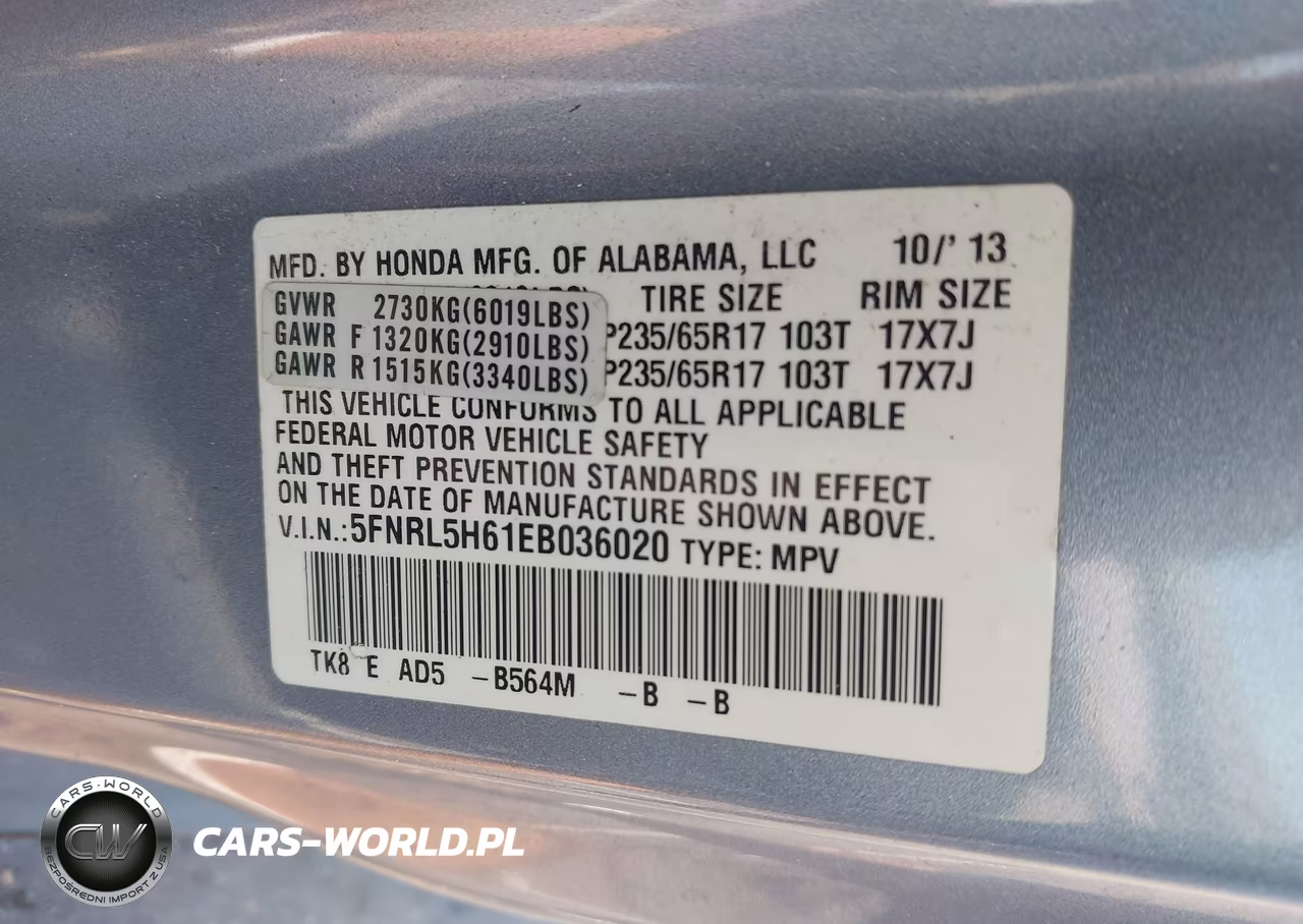 2014 Honda Odyssey Ex-L VIN:5FNRL5H61EB036020 - 9