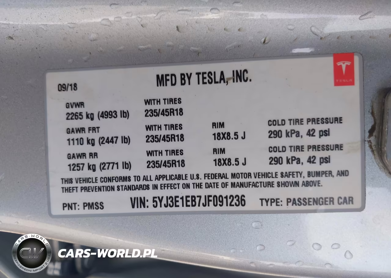 2018 Tesla Model 3 Long Range-Performance VIN:5YJ3E1EB7JF091236 - 9