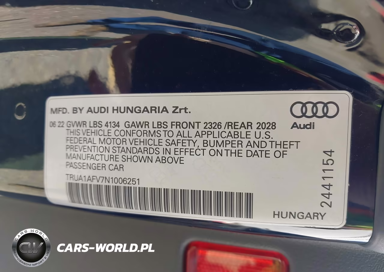 2022 Audi Tts Tfsi Quattro S Tronic VIN:TRUA1AFV7N1006251 - 9