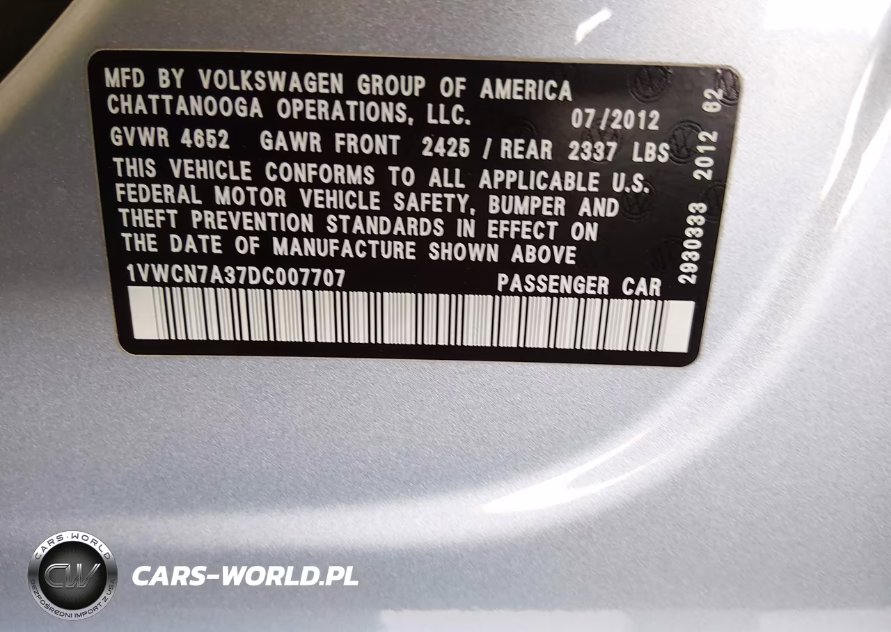 2013 Volkswagen Passat 2.0L Tdi Sel Premium VIN:1VWCN7A37DC007707 - 9