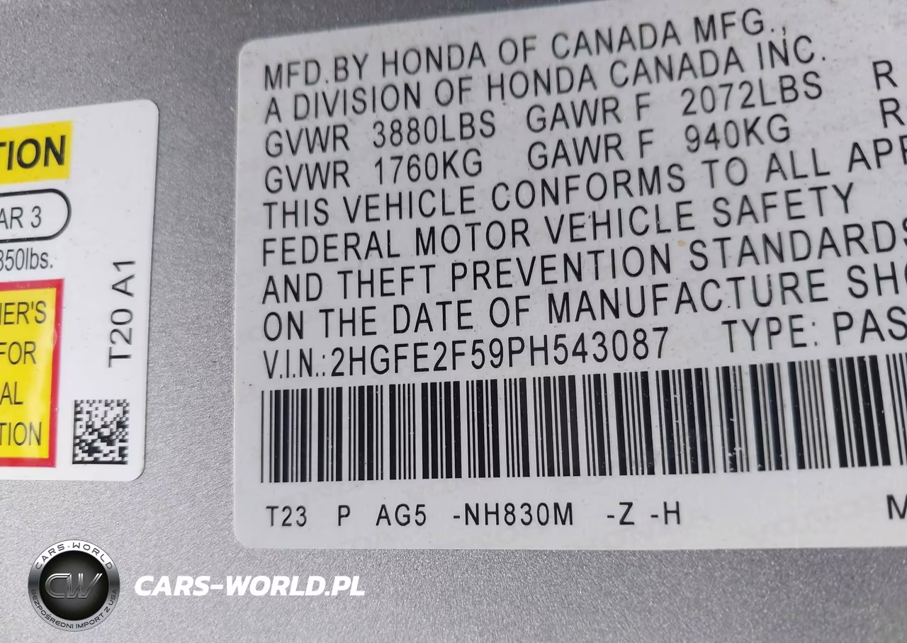 2023 Honda Civic Sport VIN:2HGFE2F59PH543087 - 9