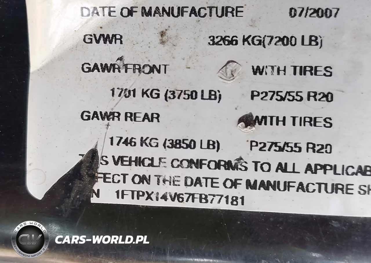 2007 Ford F-150 Fx4-Lariat-Xl-Xlt VIN:1FTPX14V67FB77181 - 9
